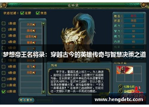 梦想帝王名将录：穿越古今的英雄传奇与智慧决策之道